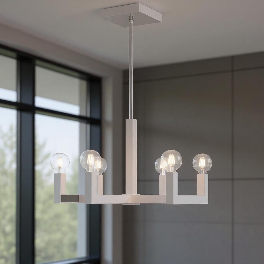 Six Light Dimmable Chandelier With Shades