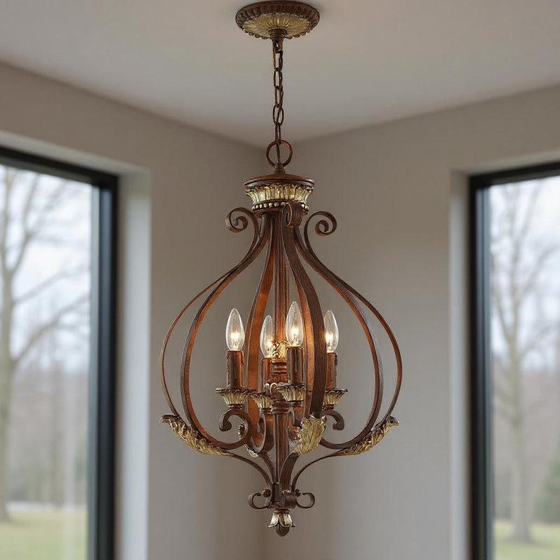 Four Light Dimmable Chandelier With Shades