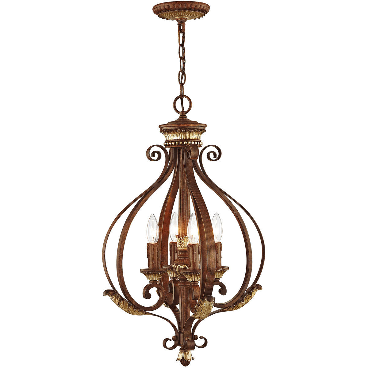 Four Light Dimmable Chandelier With Shades
