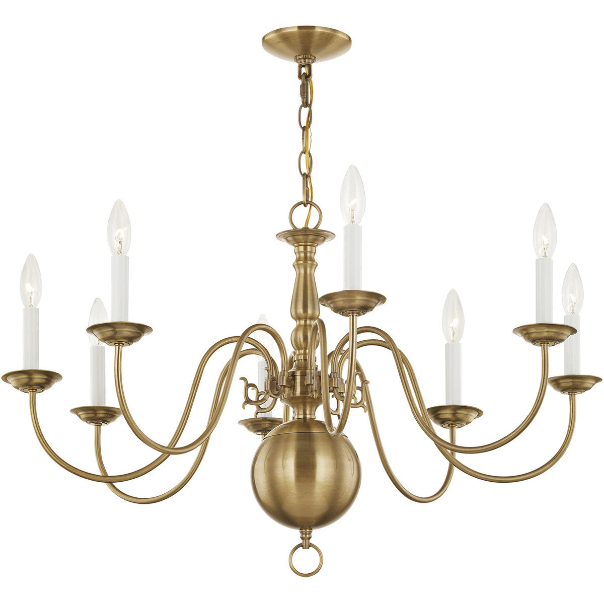 Eight Light Dimmable Chandelier With Shades
