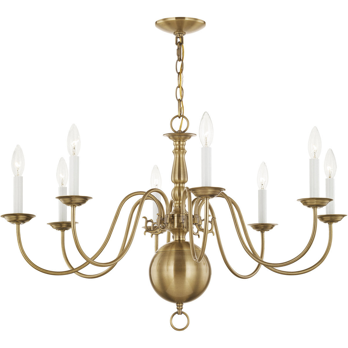 Eight Light Dimmable Chandelier With Shades