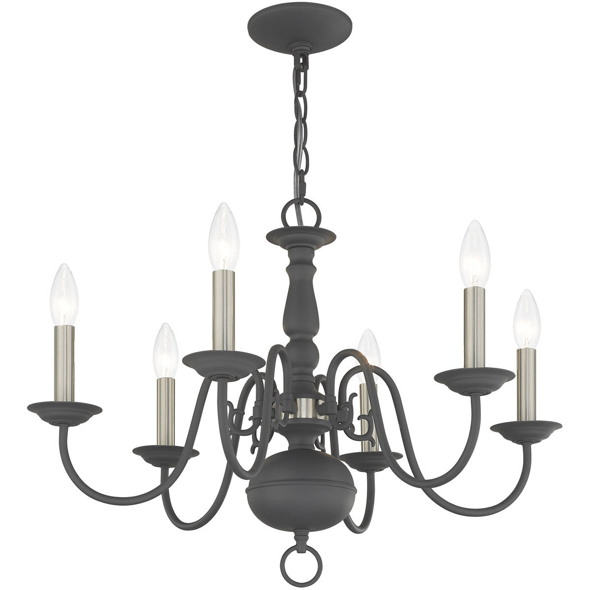 Six Light Dimmable Chandelier With Shades