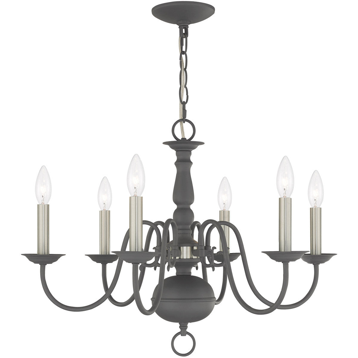 Six Light Dimmable Chandelier With Shades