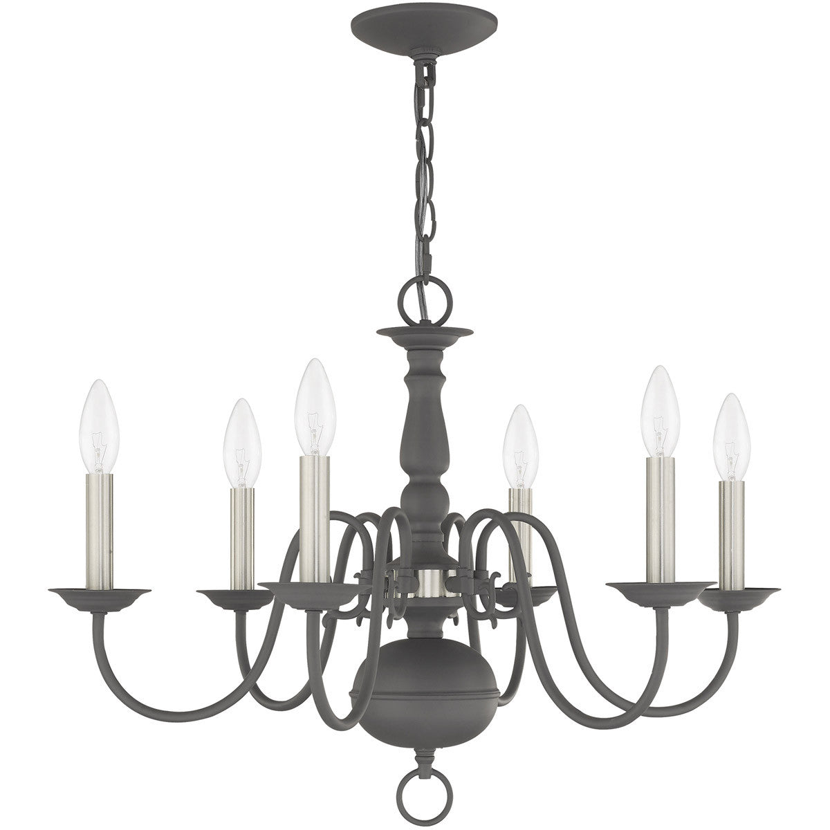 Six Light Dimmable Chandelier With Shades