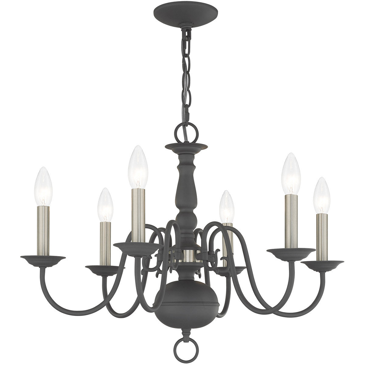 Six Light Dimmable Chandelier With Shades