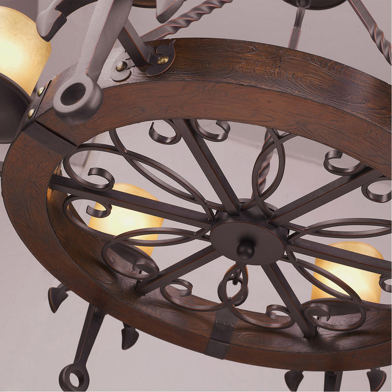 Six Light Resin Dimmable Chandelier With Shades