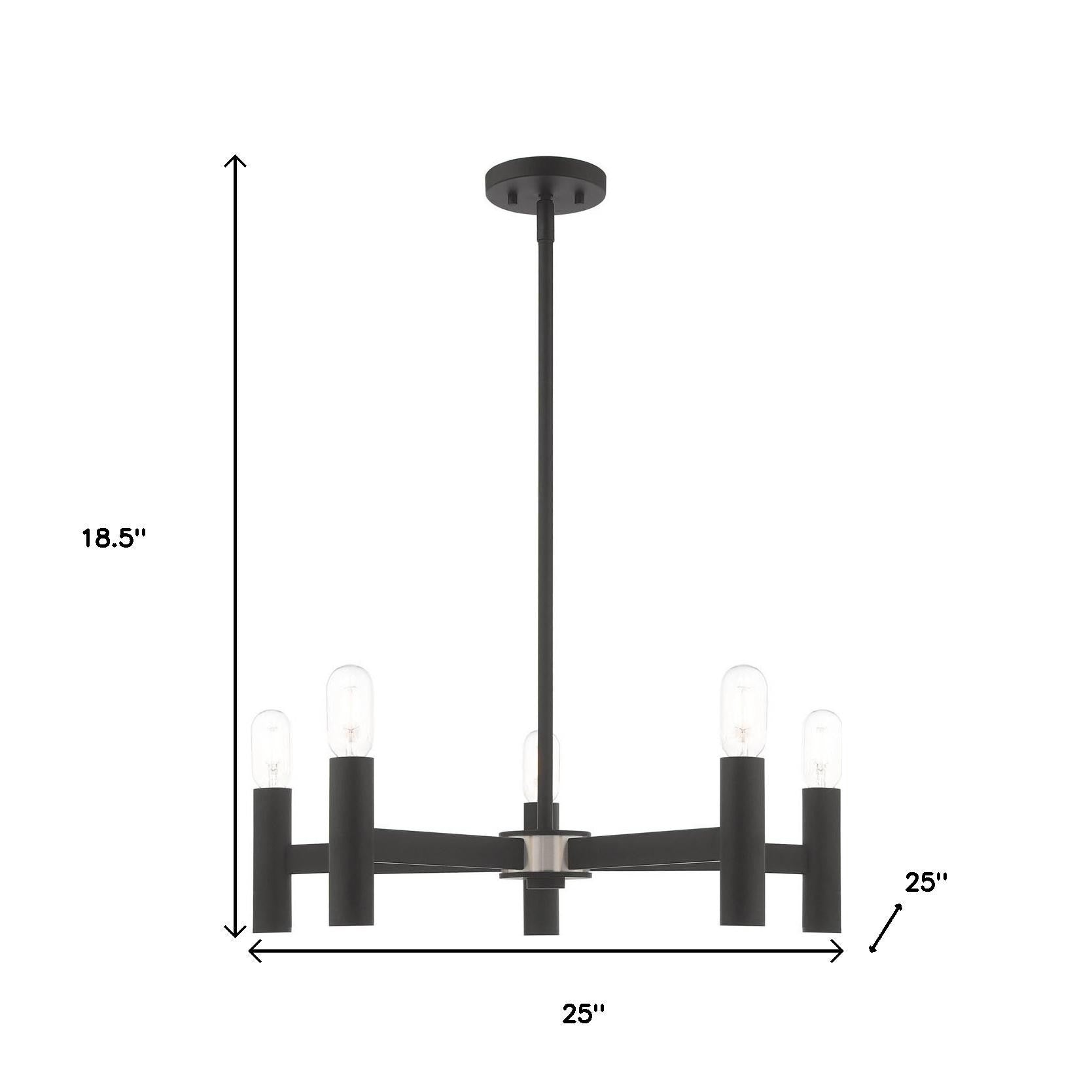 Black Five Light Dimmable Chandelier With Shades Default Title