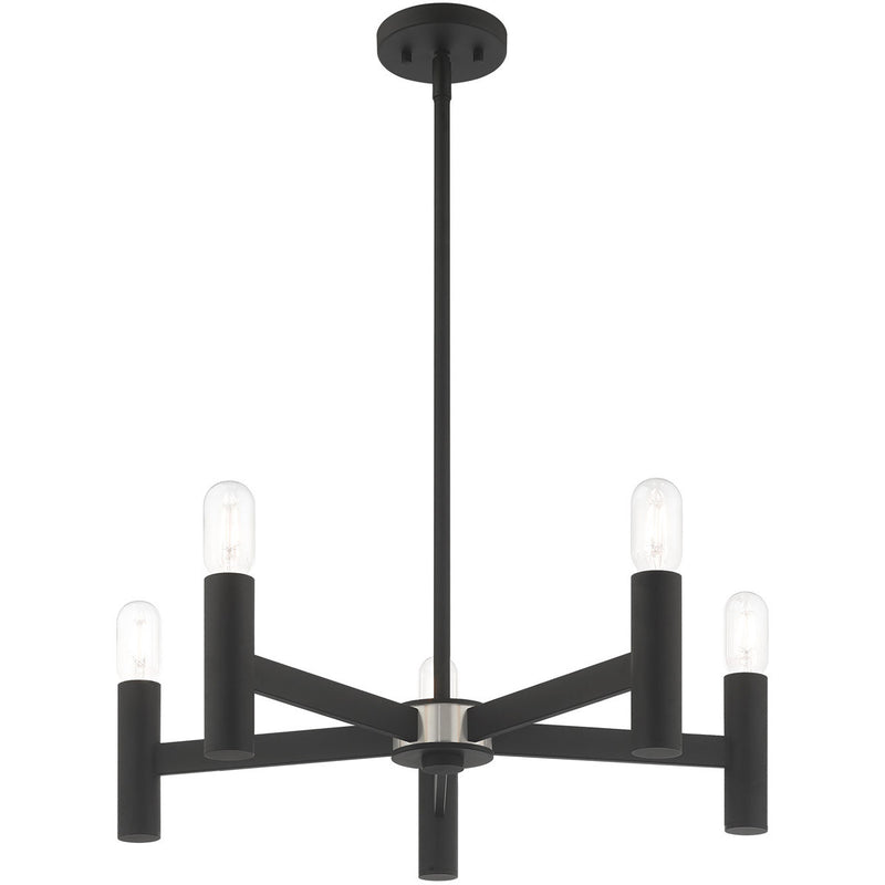 Black Five Light Dimmable Chandelier With Shades