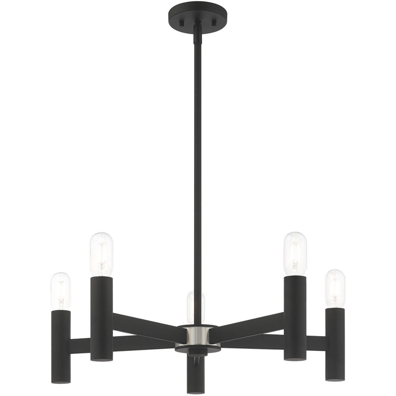 Black Five Light Dimmable Chandelier With Shades