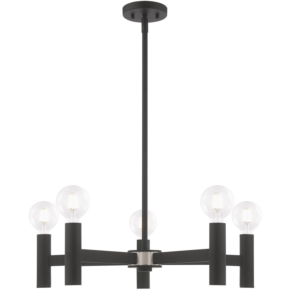 Black Five Light Dimmable Chandelier With Shades