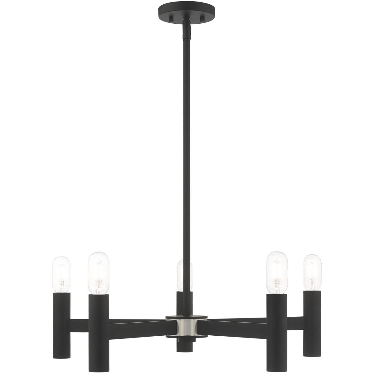 Black Five Light Dimmable Chandelier With Shades