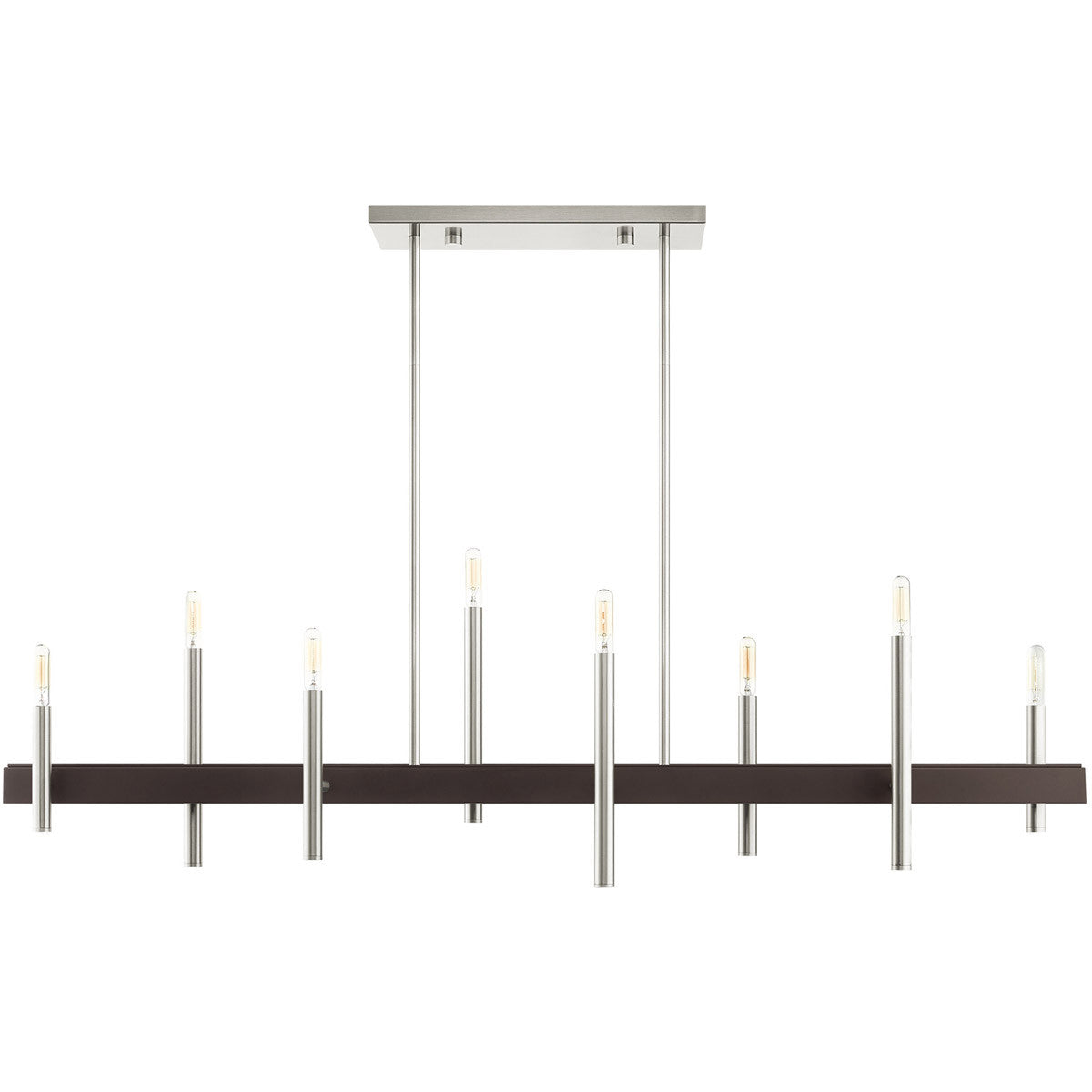 Eight Light Dimmable Chandelier With Shades