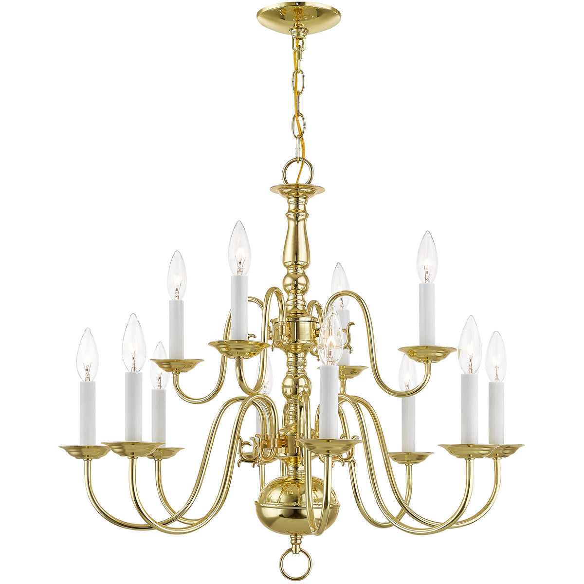 Twelve Light Dimmable Chandelier With Shades