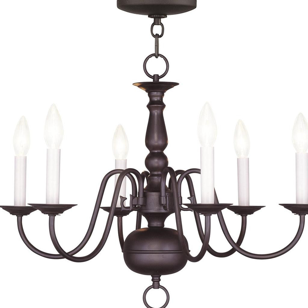 Bronze Six Light Dimmable Chandelier With Shades Default Title