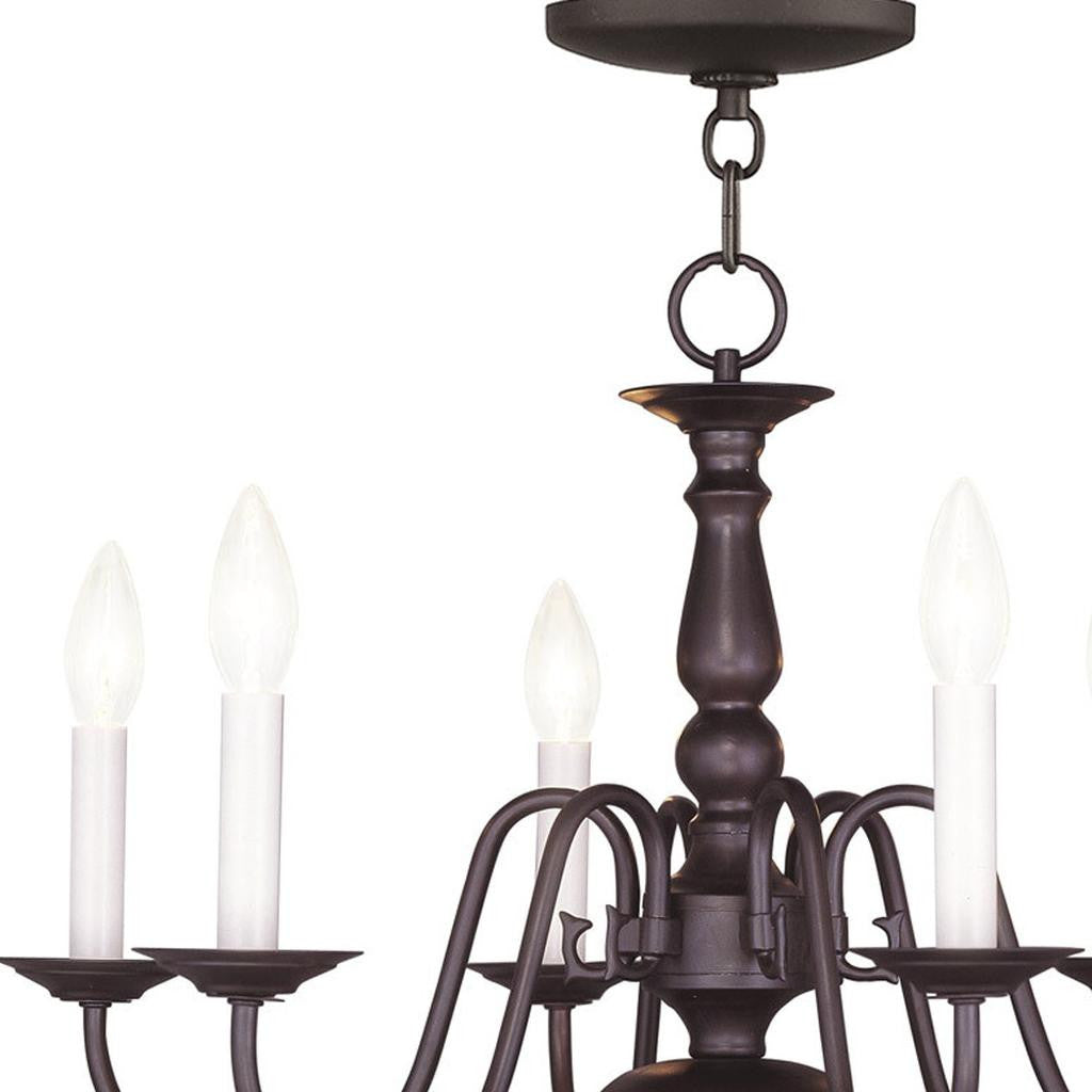 Bronze Six Light Dimmable Chandelier With Shades