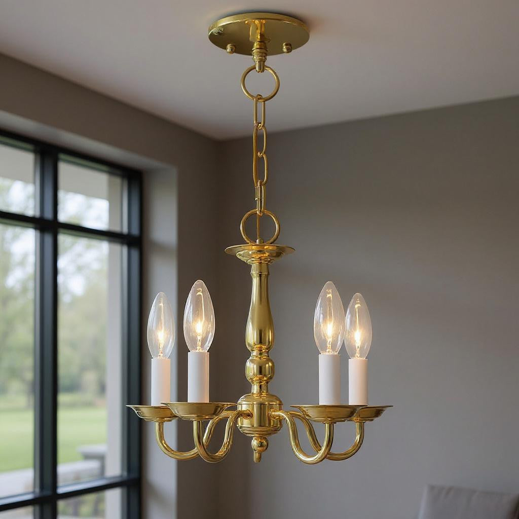 Five Light Dimmable Chandelier With Shades