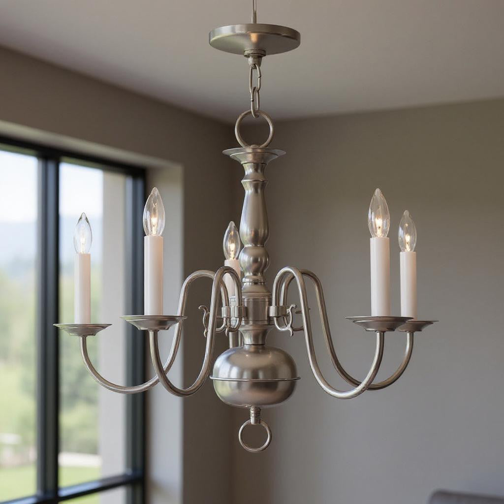 Five Light Dimmable Chandelier With Shades
