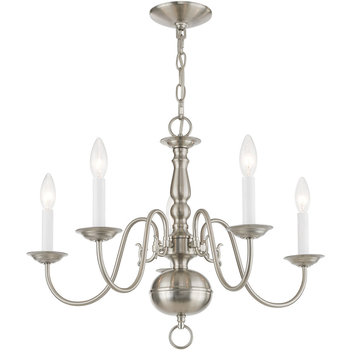 Five Light Dimmable Chandelier With Shades