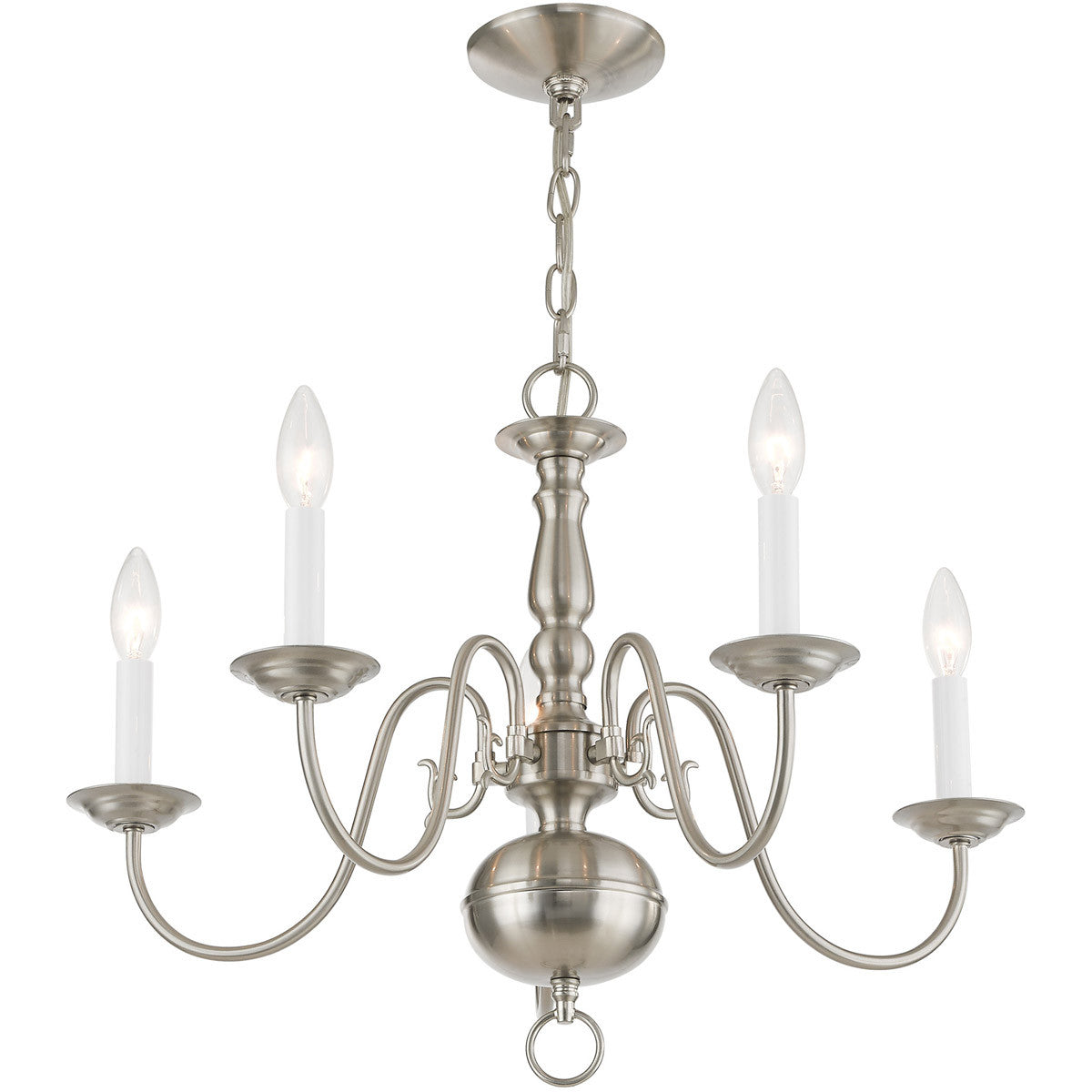 Five Light Dimmable Chandelier With Shades