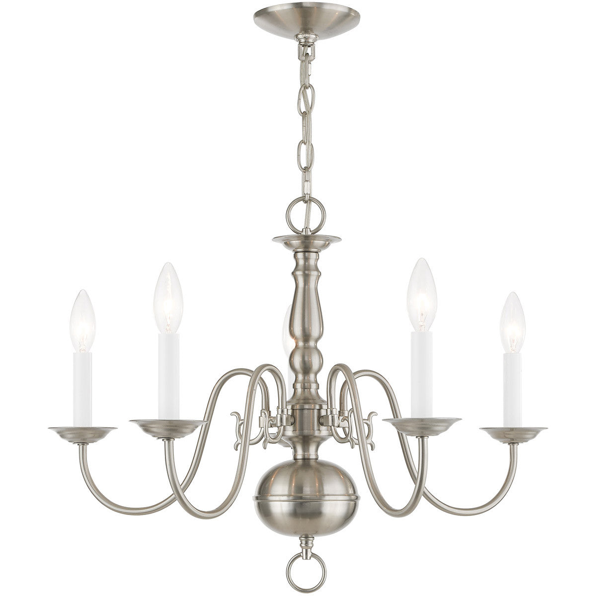 Five Light Dimmable Chandelier With Shades