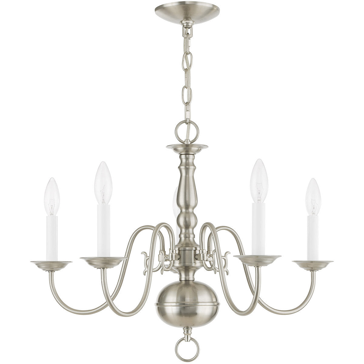 Five Light Dimmable Chandelier With Shades