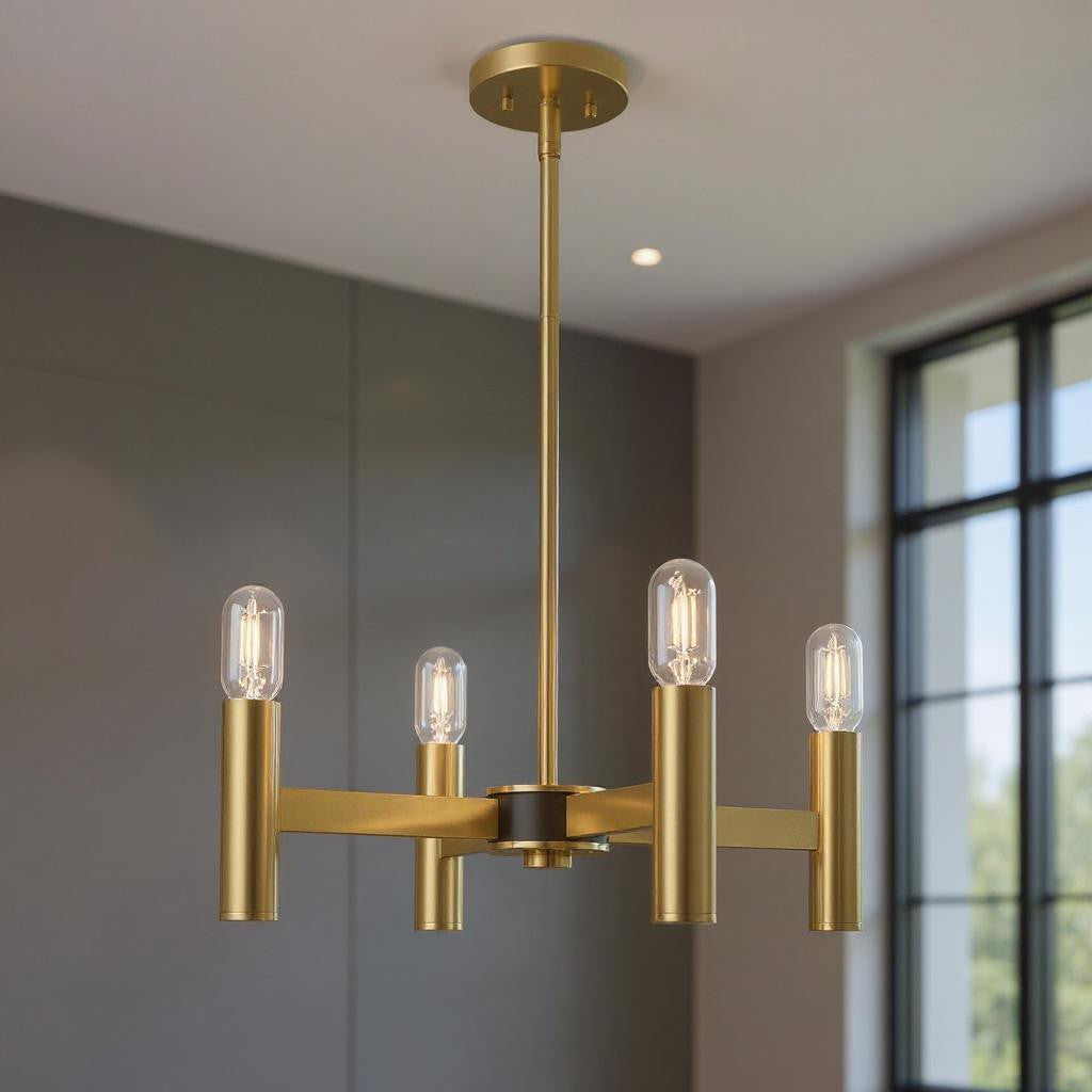 Four Light Dimmable Chandelier With Shades