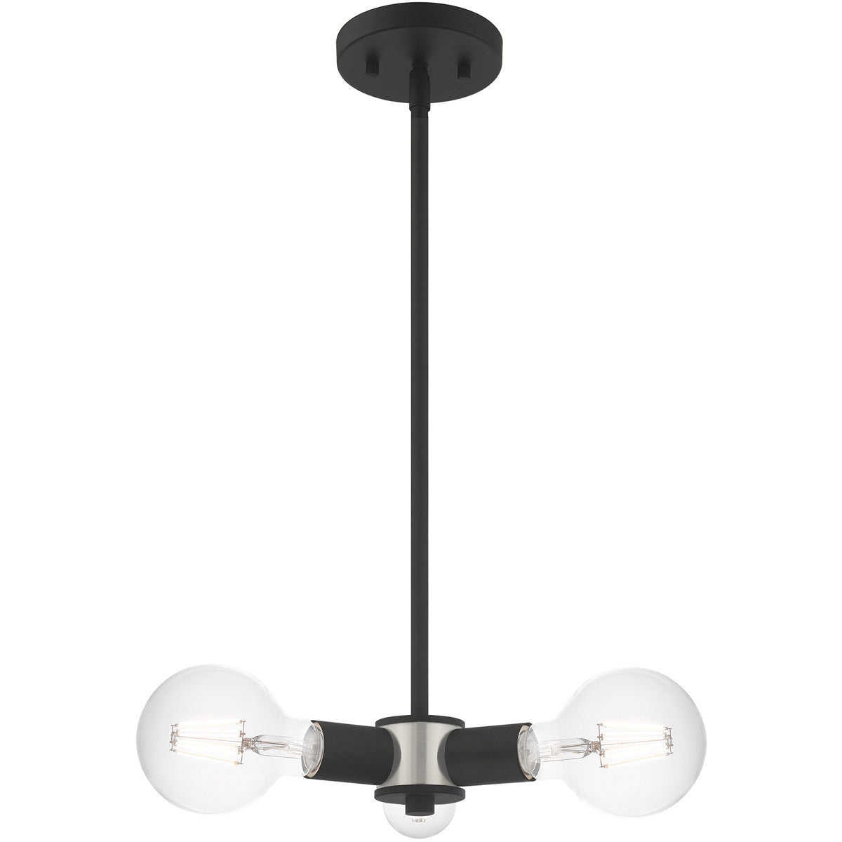 Black Three Light Dimmable Chandelier With Shades