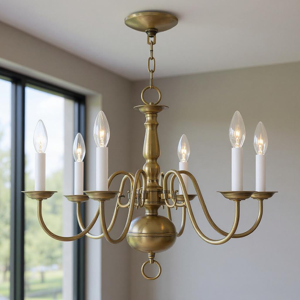 Six Light Dimmable Chandelier With Shades Default Title