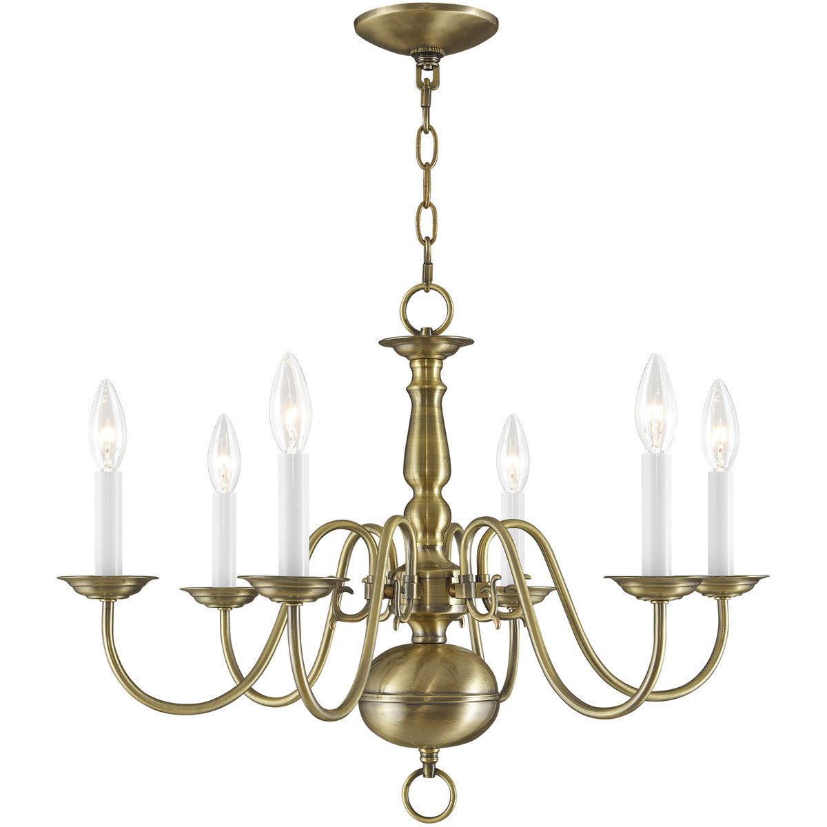 Six Light Dimmable Chandelier With Shades