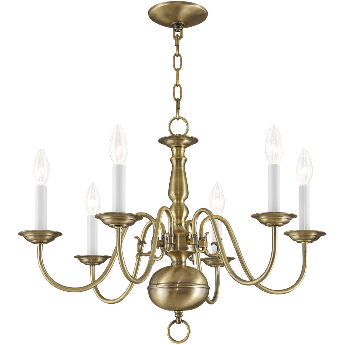 Six Light Dimmable Chandelier With Shades