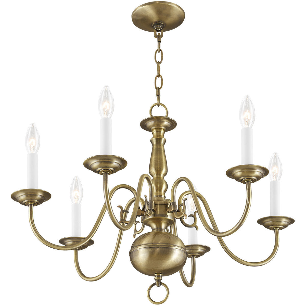 Six Light Dimmable Chandelier With Shades