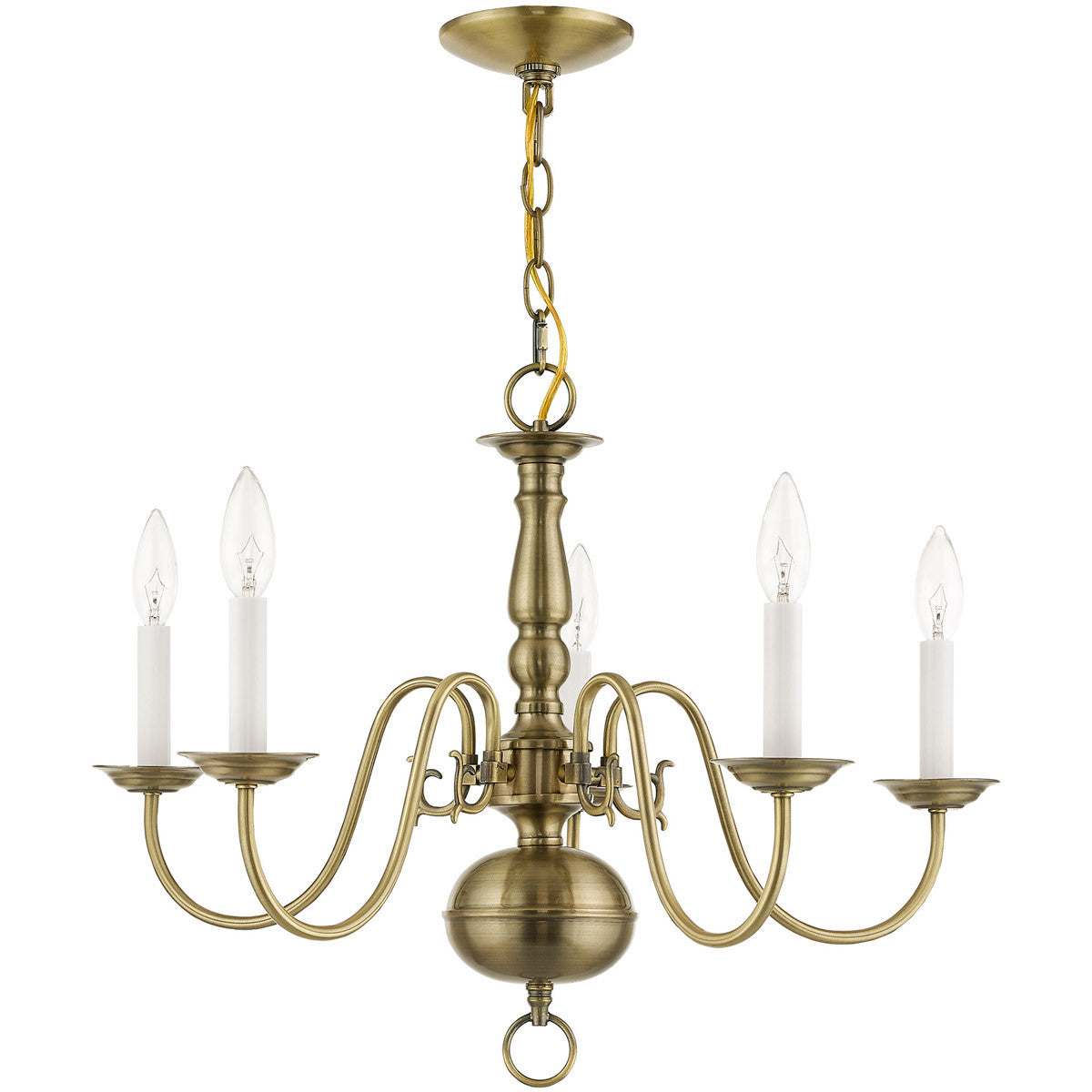 Five Light Dimmable Chandelier With Shades