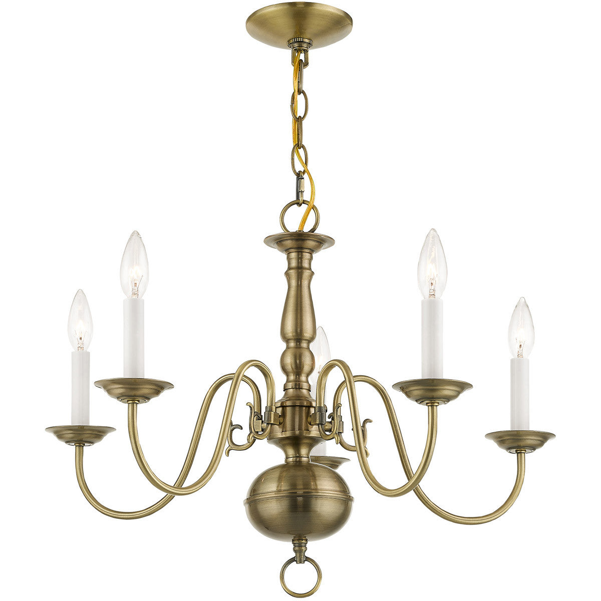 Five Light Dimmable Chandelier With Shades