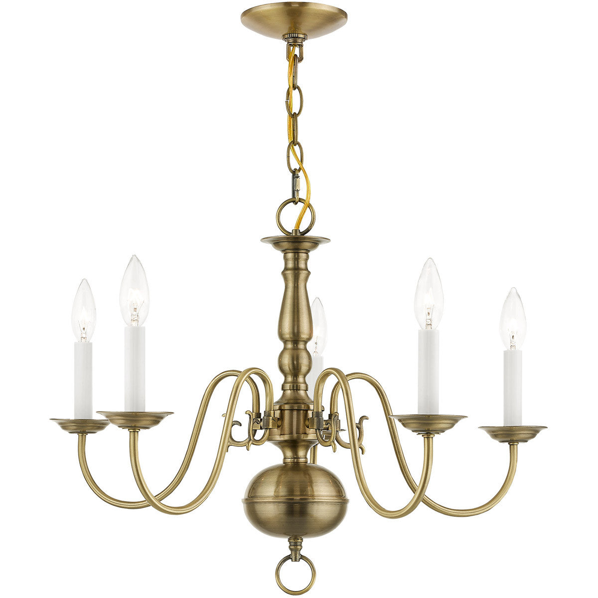 Five Light Dimmable Chandelier With Shades