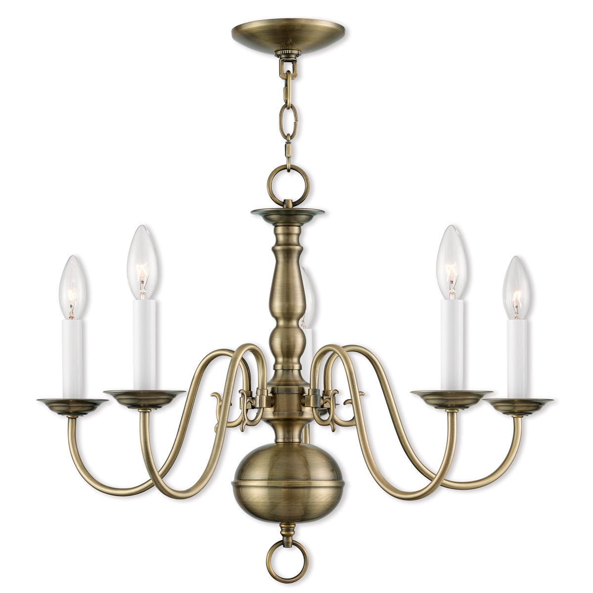 Five Light Dimmable Chandelier With Shades
