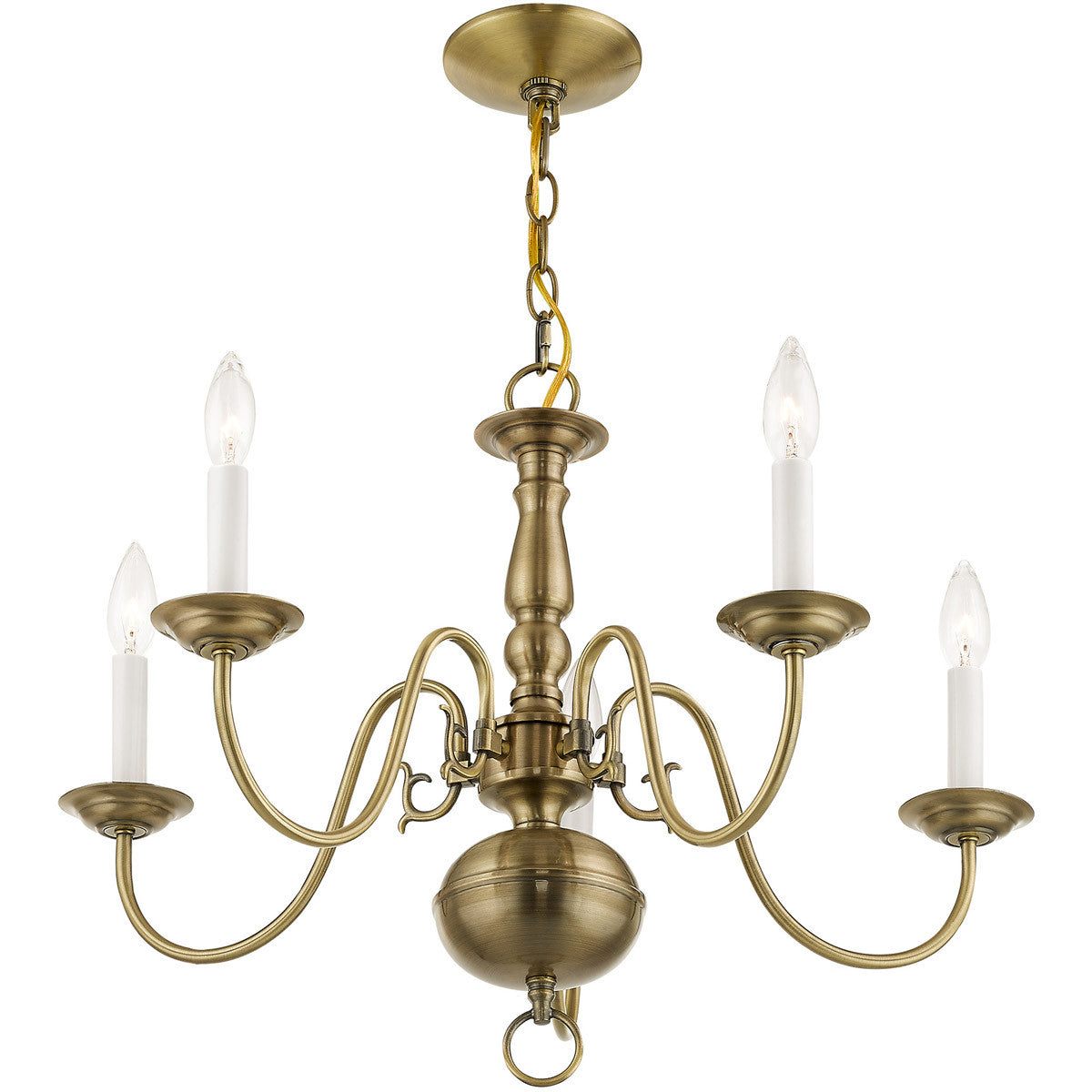 Five Light Dimmable Chandelier With Shades