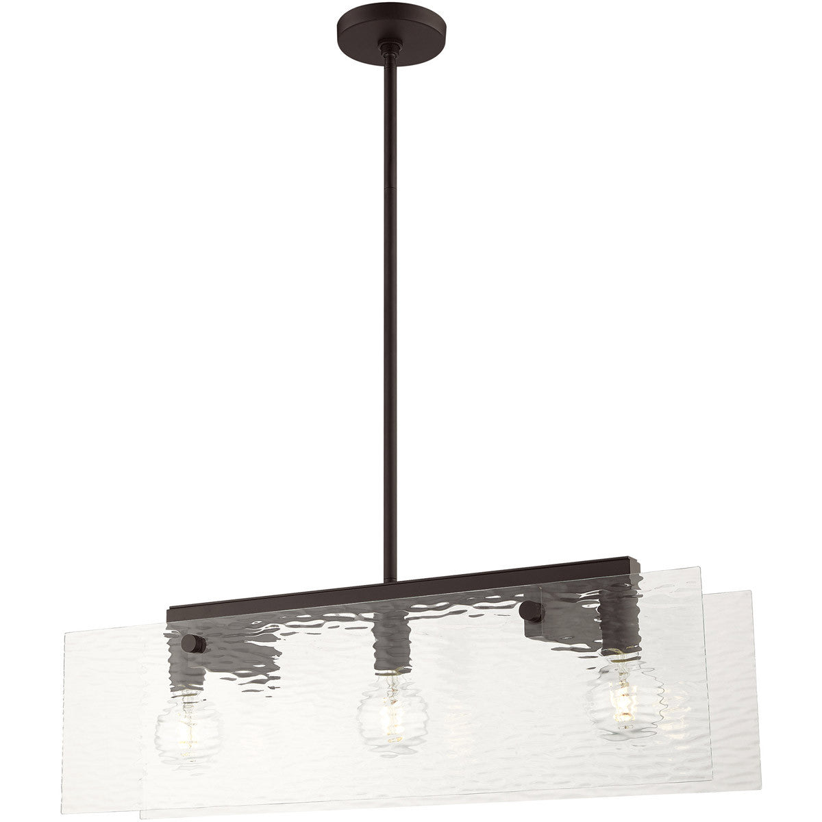 Bronze Three Light Dimmable Chandelier With Shades