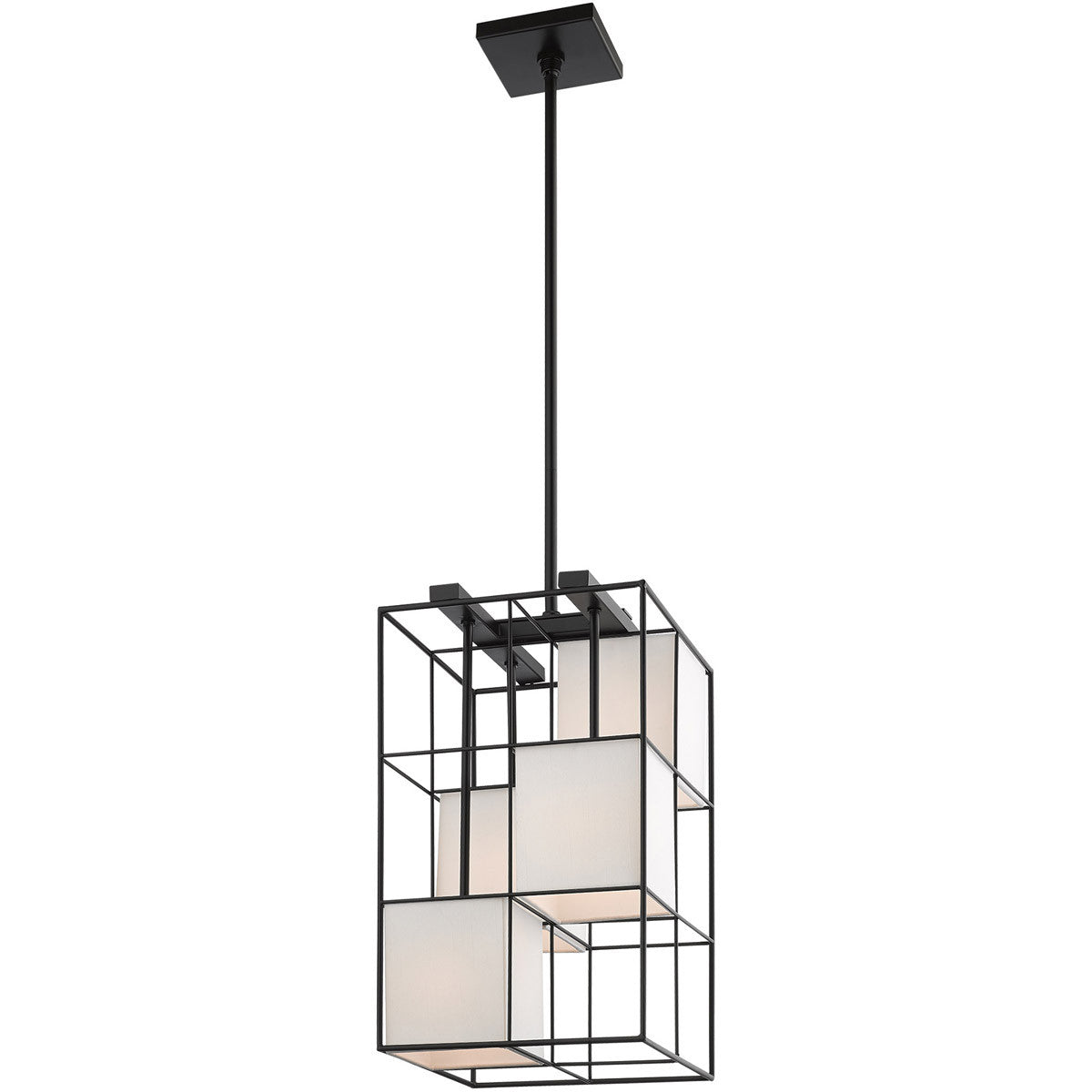 Black Four Light Dimmable Chandelier With Shades