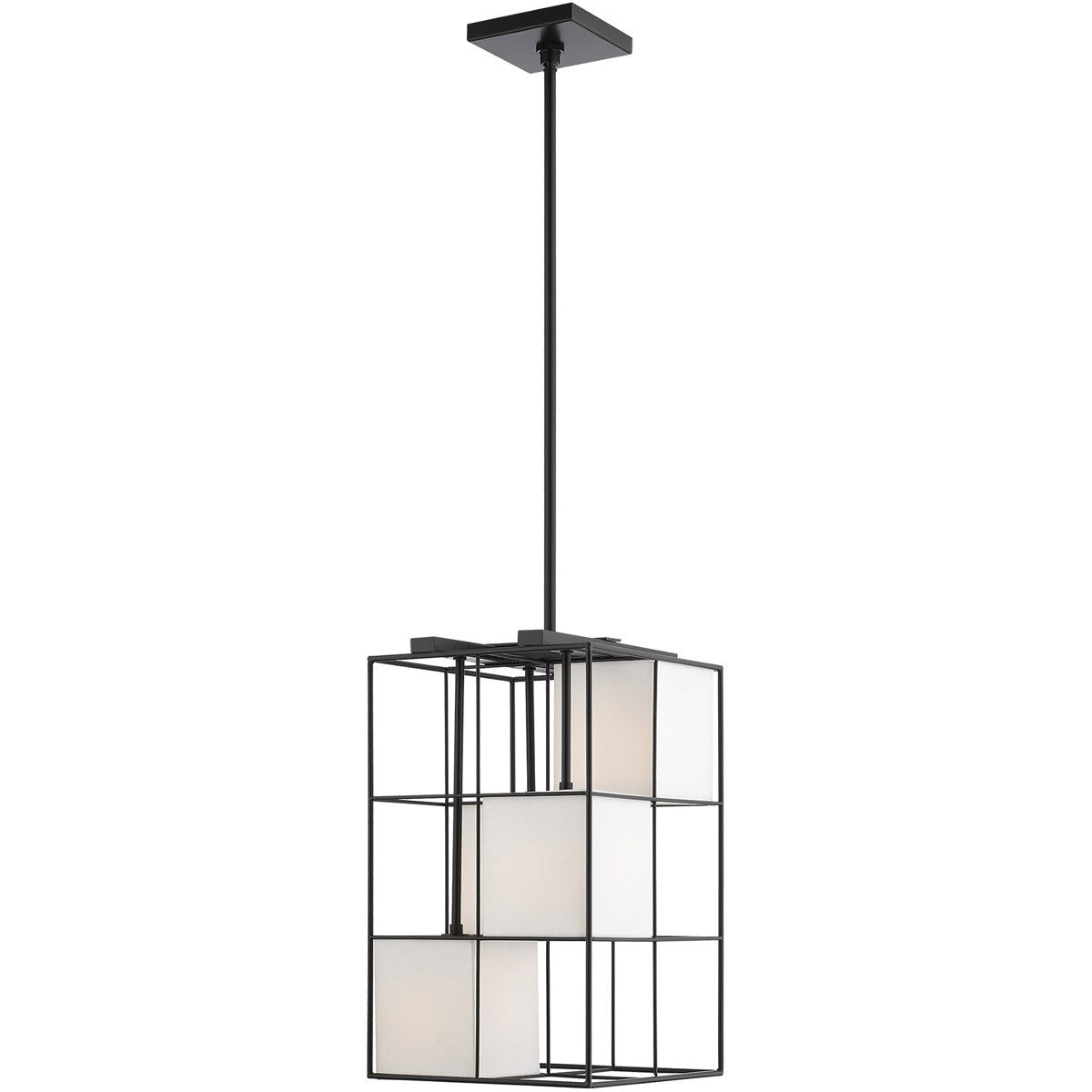 Black Four Light Dimmable Chandelier With Shades