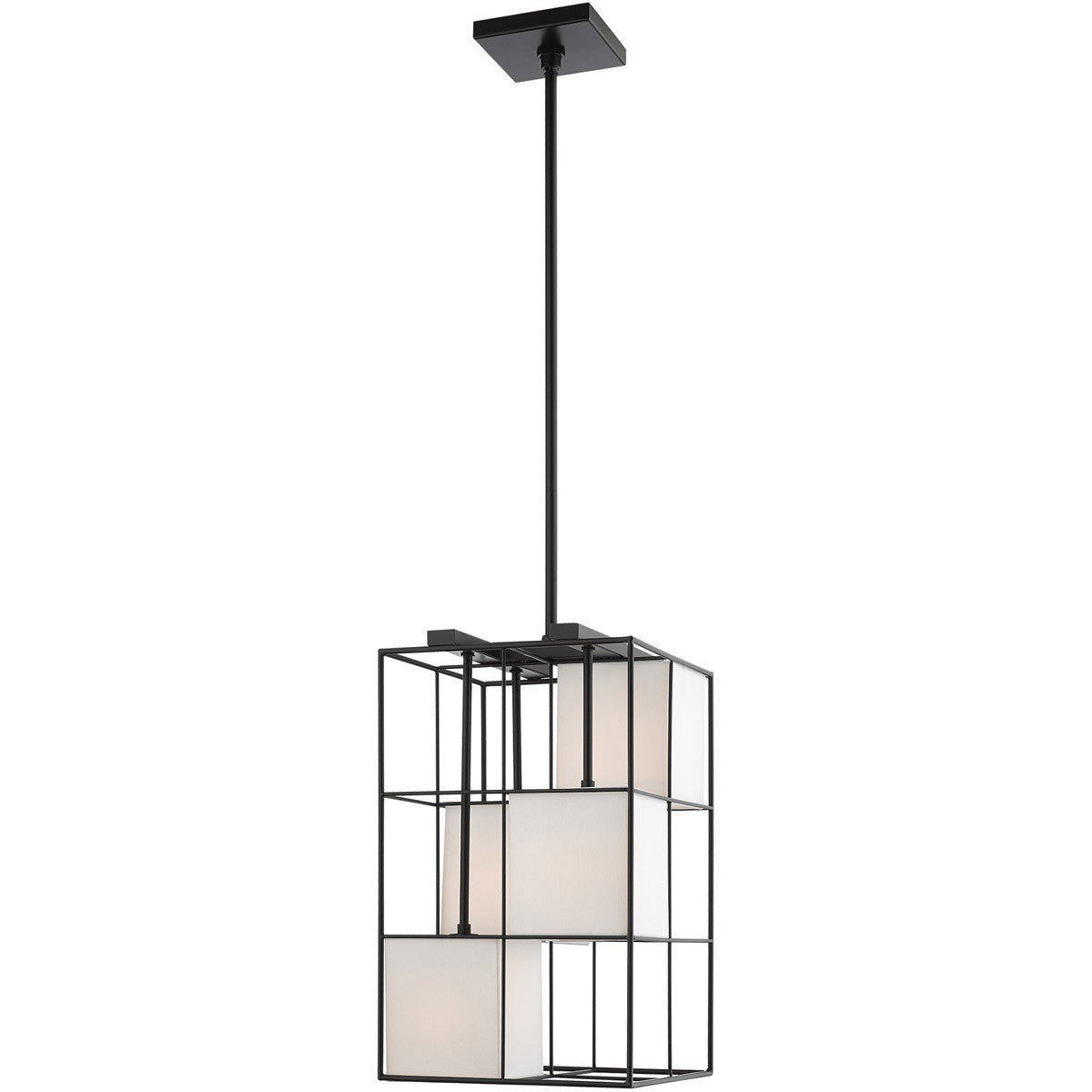 Black Four Light Dimmable Chandelier With Shades