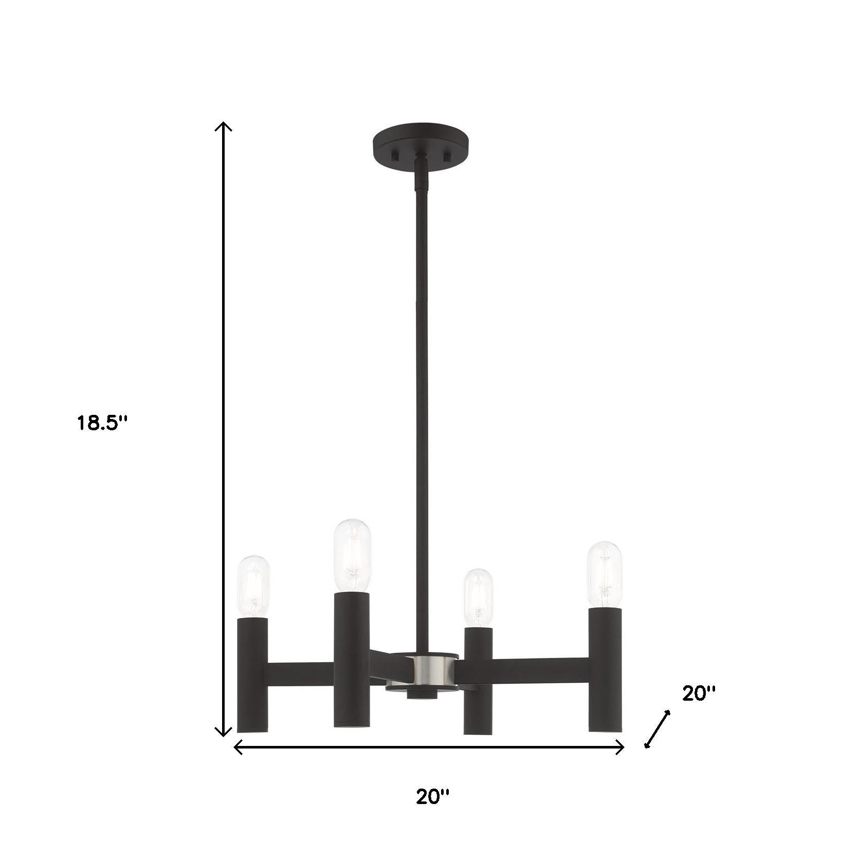 Black Four Light Dimmable Chandelier With Shades Default Title
