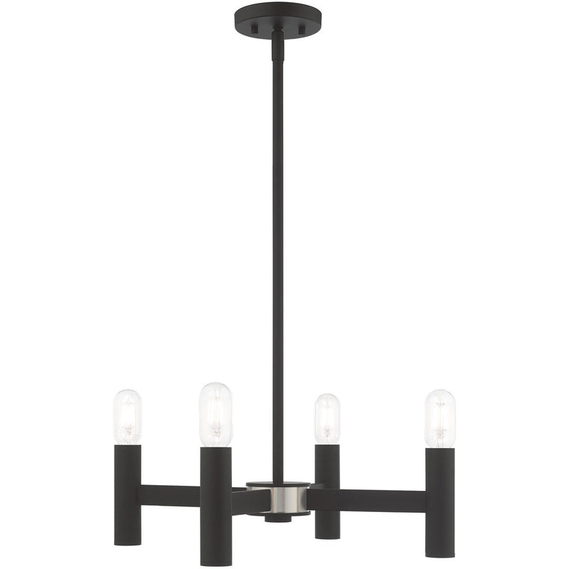 Black Four Light Dimmable Chandelier With Shades
