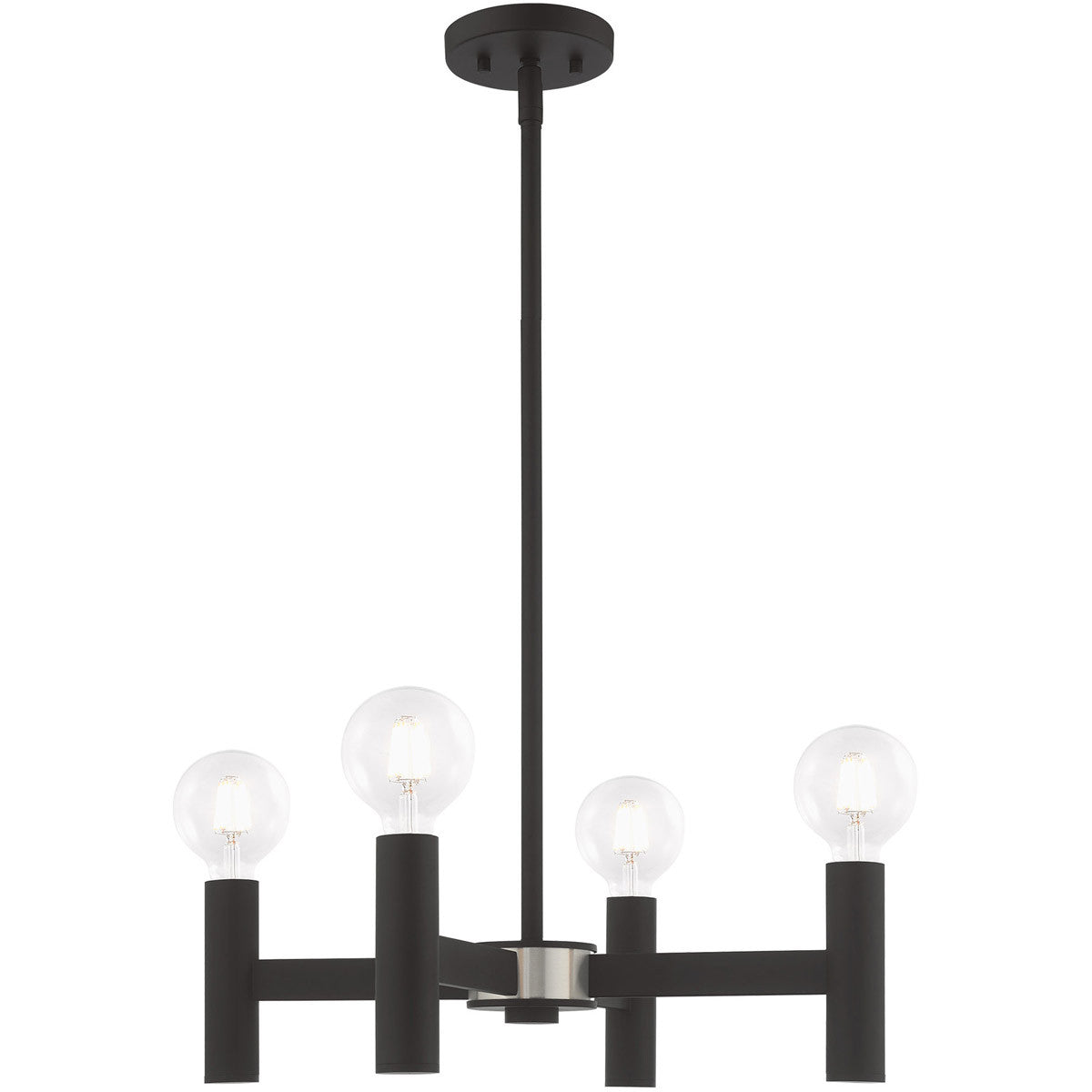 Black Four Light Dimmable Chandelier With Shades