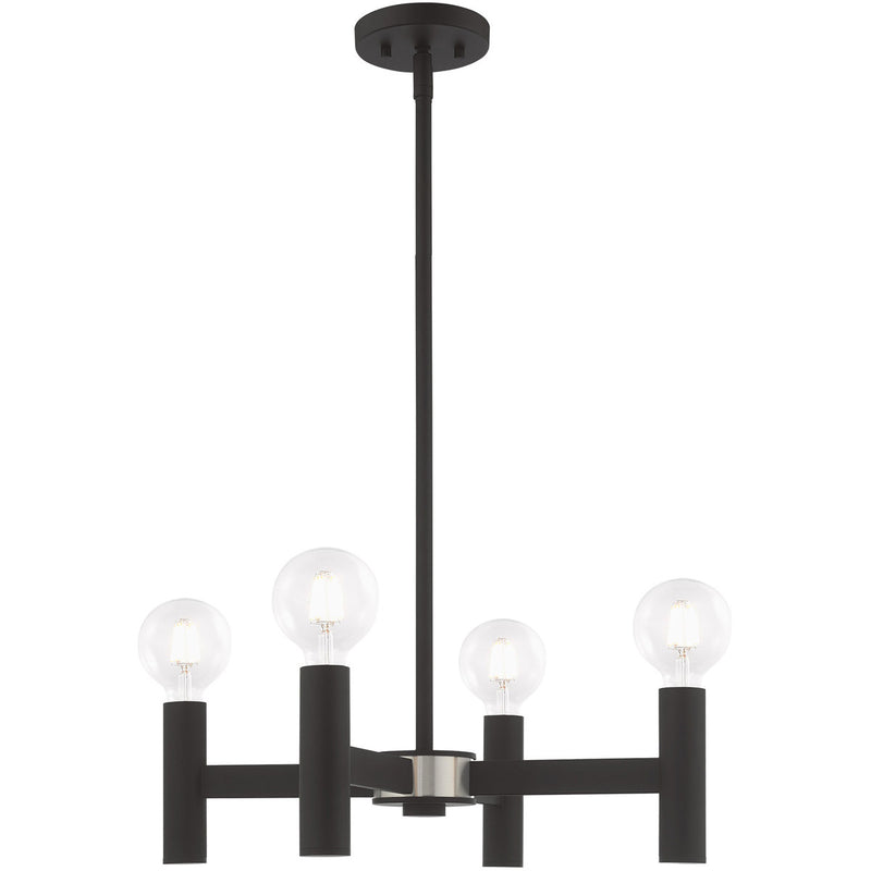 Black Four Light Dimmable Chandelier With Shades