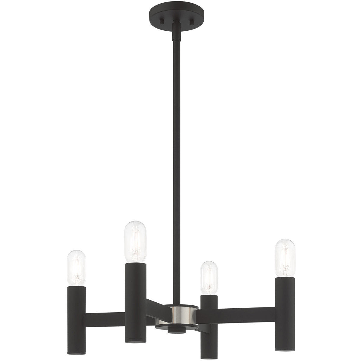 Black Four Light Dimmable Chandelier With Shades