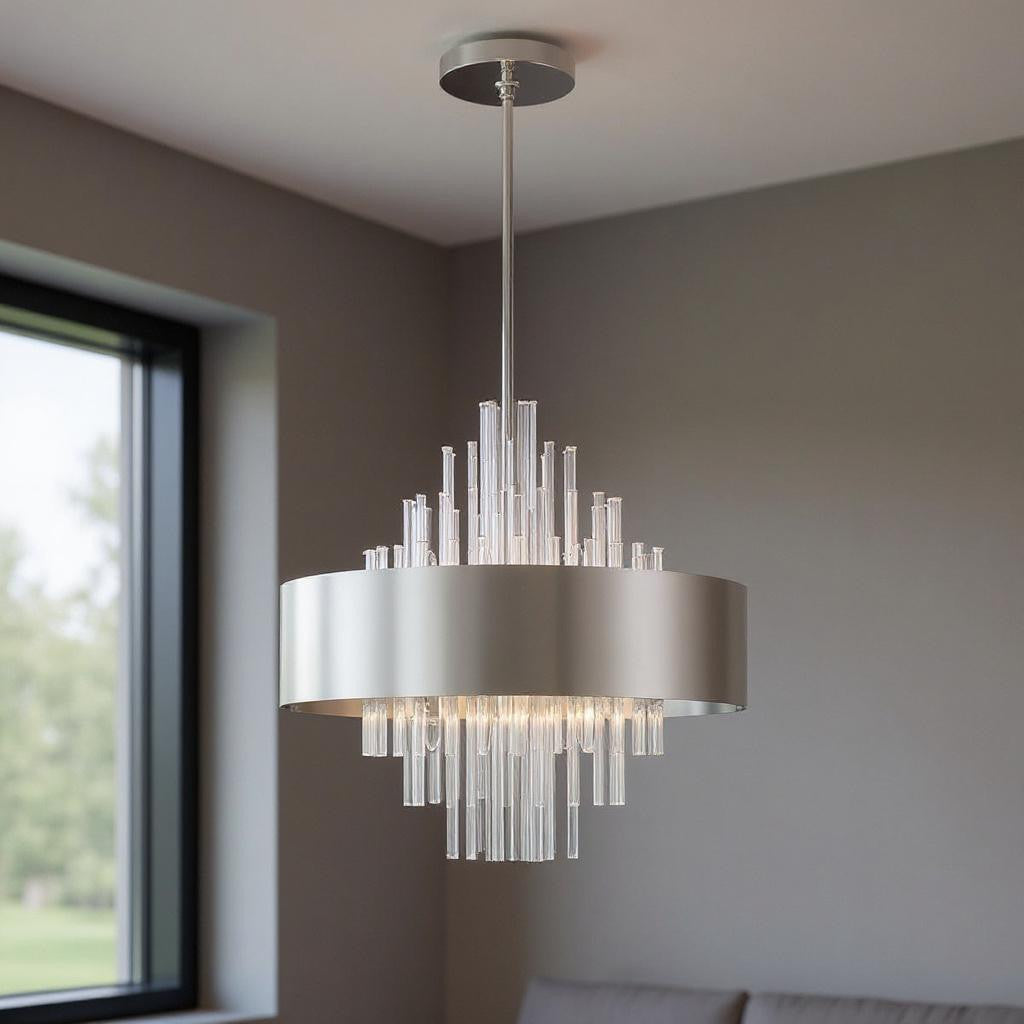 Ten Light Dimmable Chandelier With Shades