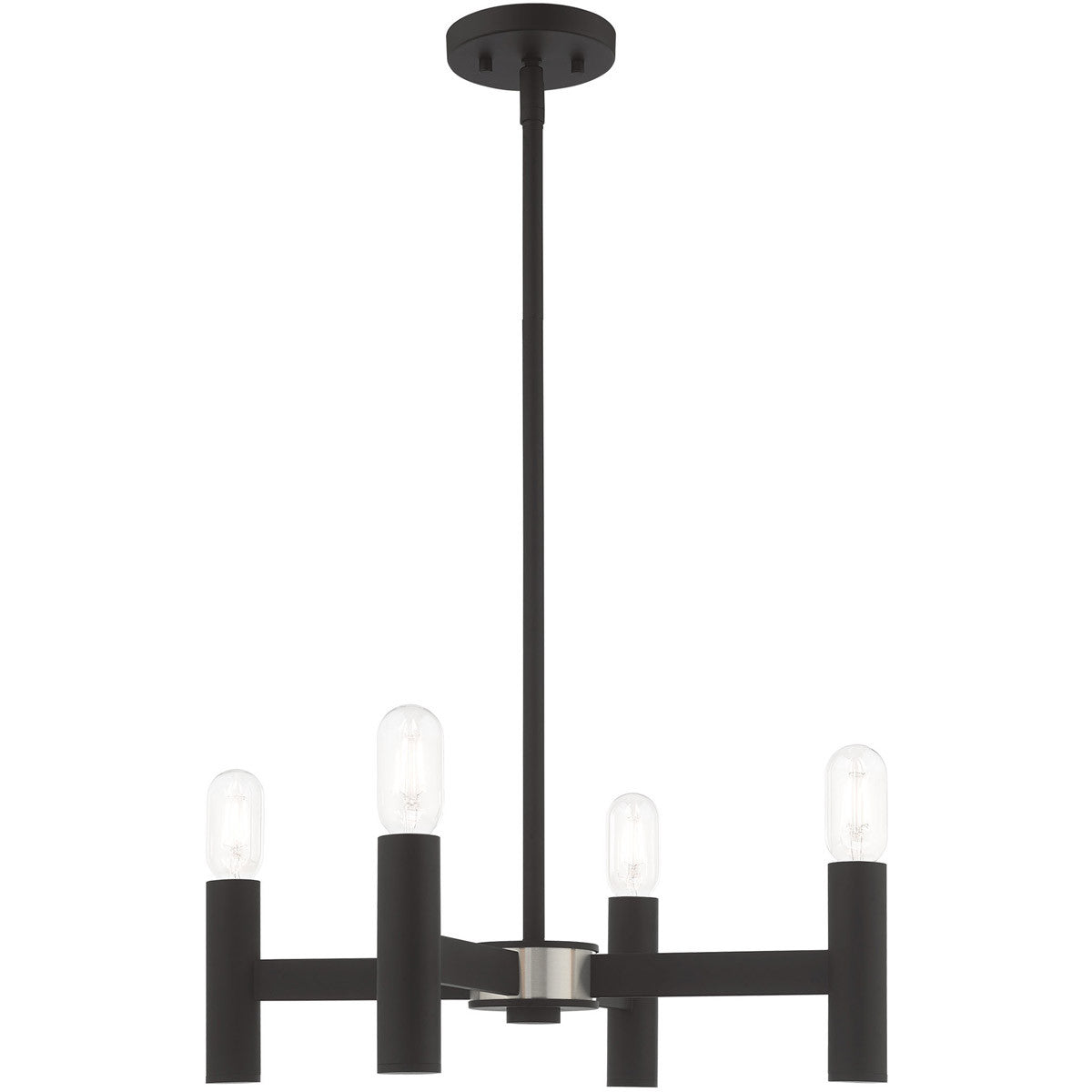 Black Four Light Dimmable Chandelier With Shades