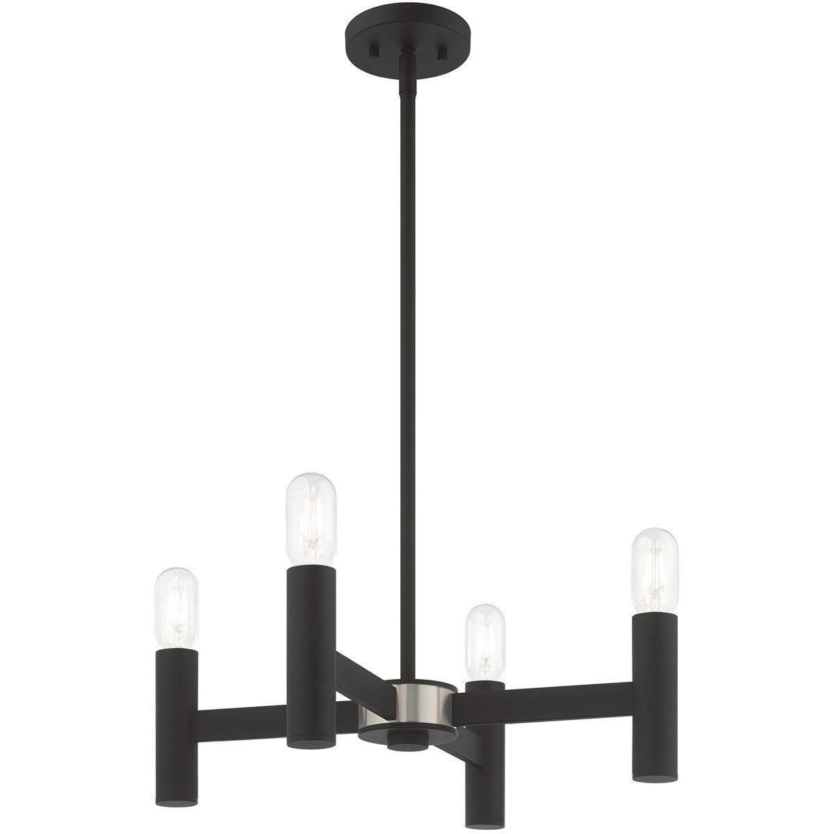 Black Four Light Dimmable Chandelier With Shades