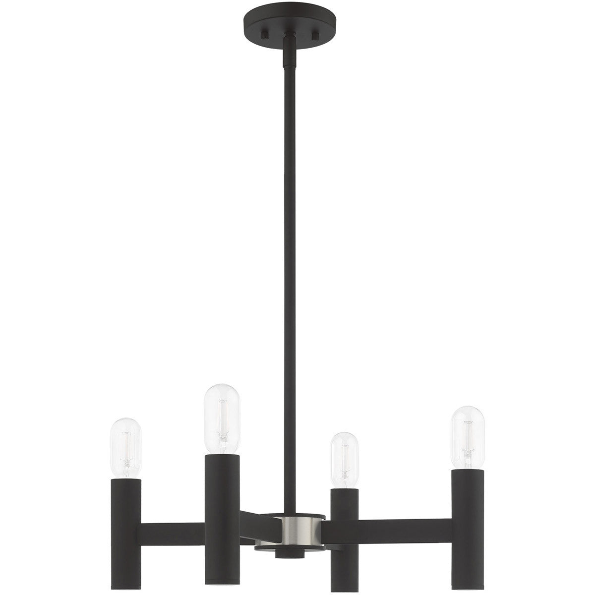 Black Four Light Dimmable Chandelier With Shades