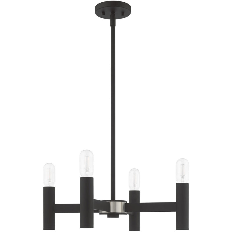 Black Four Light Dimmable Chandelier With Shades